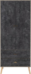 NORDIC 2 DOOR 2 DRAWER WARDROBE - CONCRETE EFFECT/CHARCOAL