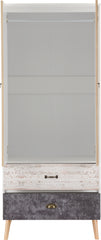 NORDIC 2 DOOR 2 DRAWER WARDROBE - WHITE/DISTRESSED EFFECT