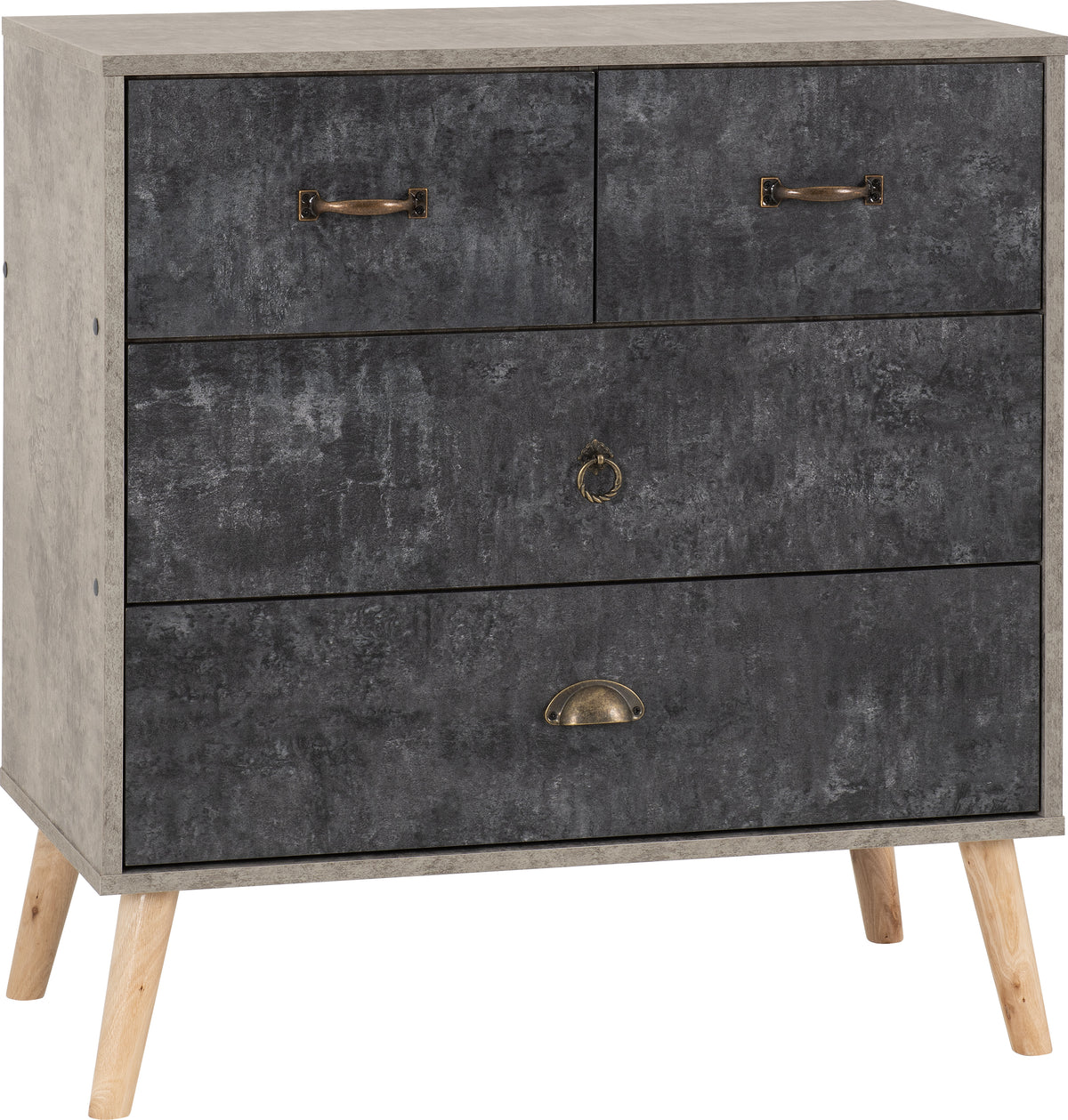 NORDIC 2+2 DRAWER CHEST - CONCRETE EFFECT/CHARCOAL
