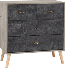NORDIC 2+2 DRAWER CHEST - CONCRETE EFFECT/CHARCOAL