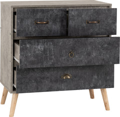 NORDIC 2+2 DRAWER CHEST - CONCRETE EFFECT/CHARCOAL