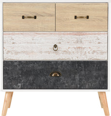 NORDIC 2+2 DRAWER CHEST - WHITE/DISTRESSED EFFECT