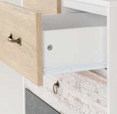 NORDIC 2+2 DRAWER CHEST - WHITE/DISTRESSED EFFECT