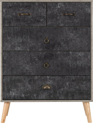 NORDIC 3+2 DRAWER CHEST - CONCRETE EFFECT/CHARCOAL