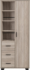 OLIVER 1 DOOR 3 DRAWER OPEN SHELF WARDROBE - LIGHT OAK EFFECT