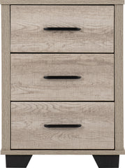 OLIVER 3 DRAWER BEDSIDE - LIGHT OAK EFFECT
