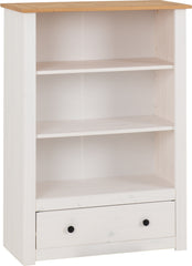 PANAMA 1 DRAWER BOOKCASE - WHITE/NATURAL WAX