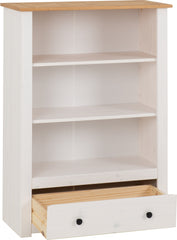 PANAMA 1 DRAWER BOOKCASE - WHITE/NATURAL WAX