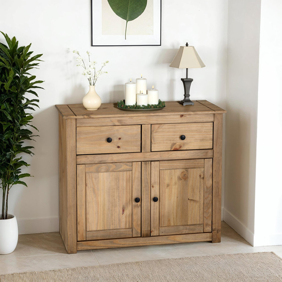 PANAMA 2 DOOR 2 DRAWER SIDEBOARD - NATURAL WAX