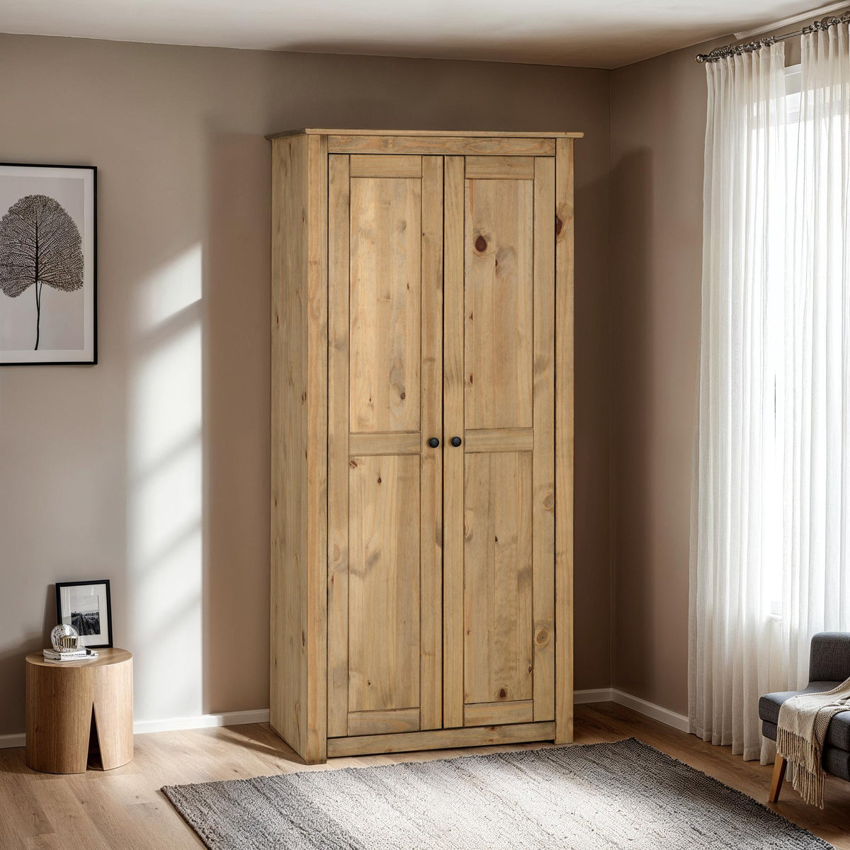 PANAMA 2 DOOR WARDROBE - NATURAL WAX