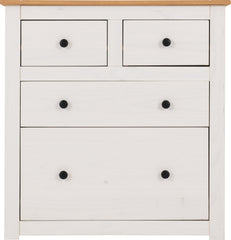 PANAMA 2+2 DRAWER CHEST - WHITE/NATURAL WAX