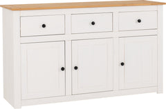 PANAMA 3 DOOR 3 DRAWER SIDEBOARD - WHITE/NATURAL WAX