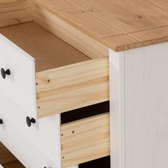 PANAMA 4 DRAWER CHEST - WHITE/NATURAL WAX