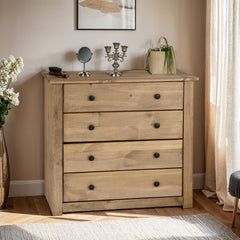 PANAMA 4 DRAWER CHEST - NATURAL WAX