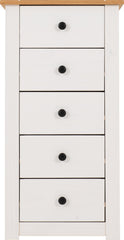PANAMA 5 DRAWER CHEST - WHITE/NATURAL WAX