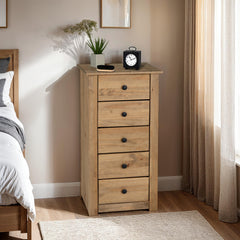 PANAMA 5 DRAWER CHEST - NATURAL WAX