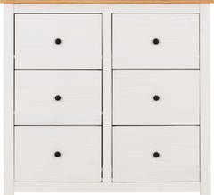 PANAMA 6 DRAWER CHEST - WHITE/NATURAL WAX