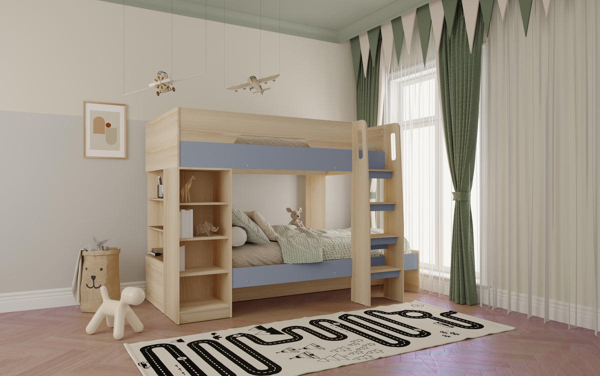 PLUTO BUNK BED - GREY/OAK EFFECT