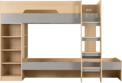 PLUTO BUNK BED - GREY/OAK EFFECT