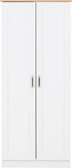 PORTLAND 2 DOOR WARDROBE - WHITE/OAK EFFECT