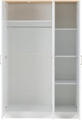PORTLAND 3 DOOR WARDROBE - WHITE/OAK EFFECT