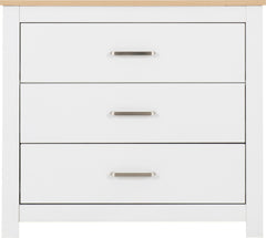 PORTLAND 3 DRAWER CHEST - WHITE/OAK EFFECT