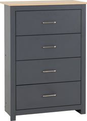 PORTLAND 4 DRAWER CHEST - GREY/OAK EFFECT
