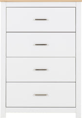 PORTLAND 4 DRAWER CHEST - WHITE/OAK EFFECT