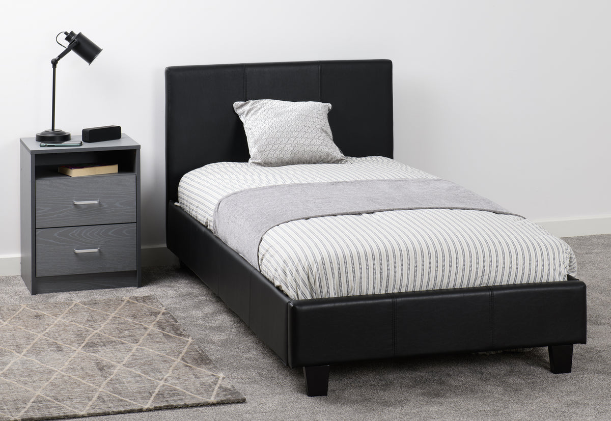 PRADO 3' BED - BLACK FAUX LEATHER