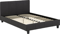 PRADO 4'6" BED - BROWN FAUX LEATHER