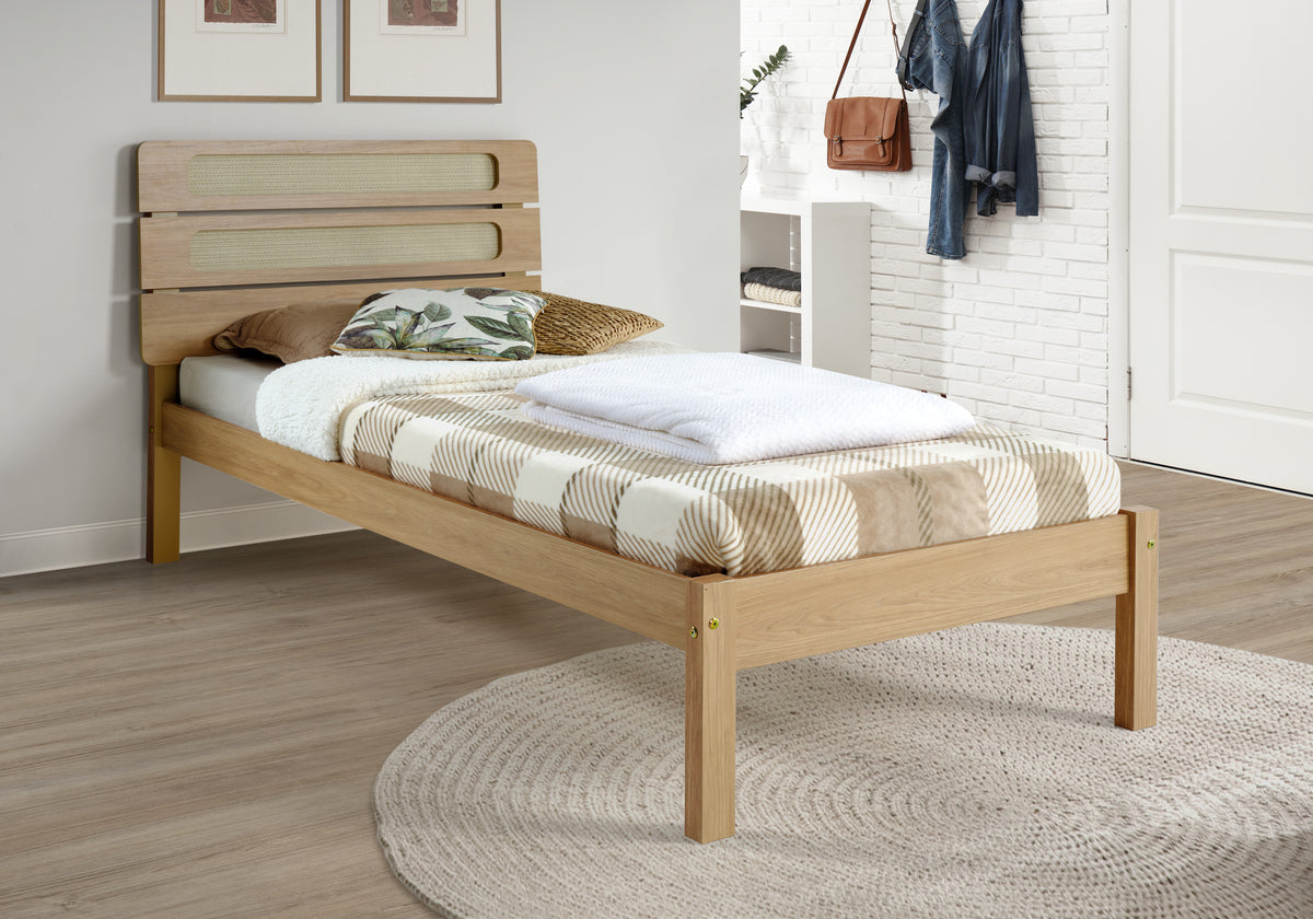 SANTANA 3' BED - LIGHT OAK/RATTAN EFFECT