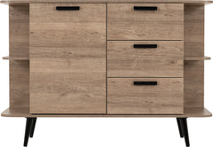 SAXTON 1 DOOR 3 DRAWER SIDEBOARD - MID OAK EFFECT/GREY
