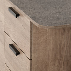 SAXTON 1 DOOR 3 DRAWER SIDEBOARD - MID OAK EFFECT/GREY