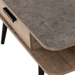 SAXTON 1 DRAWER COFFEE TABLE - MID OAK EFFECT/GREY