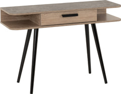 SAXTON 1 DRAWER CONSOLE TABLE - MID OAK EFFECT/GREY