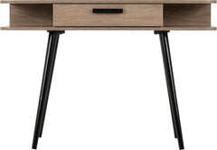 SAXTON 1 DRAWER CONSOLE TABLE - MID OAK EFFECT/GREY