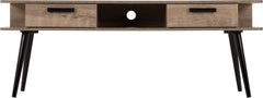 SAXTON 2 DRAWER TV UNIT - MID OAK EFFECT/GREY