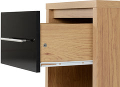 SEVILLE 1 DRAWER BEDSIDE - BLACK HIGH GLOSS/LIGHT OAK EFFECT VENEER