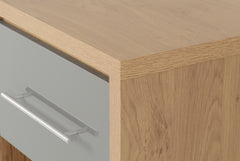 SEVILLE 1 DRAWER BEDSIDE - GREY HIGH GLOSS/LIGHT OAK EFFECT VENEER