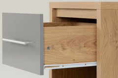 SEVILLE 1 DRAWER BEDSIDE - GREY HIGH GLOSS/LIGHT OAK EFFECT VENEER