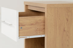 SEVILLE 1 DRAWER BEDSIDE - WHITE HIGH GLOSS/LIGHT OAK EFFECT VENEER