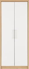 SEVILLE 2 DOOR WARDROBE - WHITE HIGH GLOSS/LIGHT OAK EFFECT VENEER