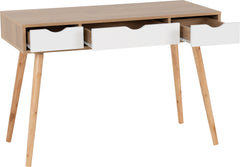 SEVILLE 3 DRAWER CONSOLE TABLE - WHITE HIGH GLOSS/LIGHT OAK EFFECT VENEER