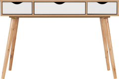 SEVILLE 3 DRAWER CONSOLE TABLE - WHITE HIGH GLOSS/LIGHT OAK EFFECT VENEER