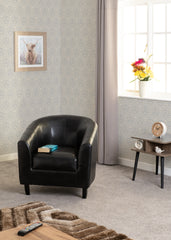 TEMPO TUB CHAIR in BLACK FAUX LEATHER