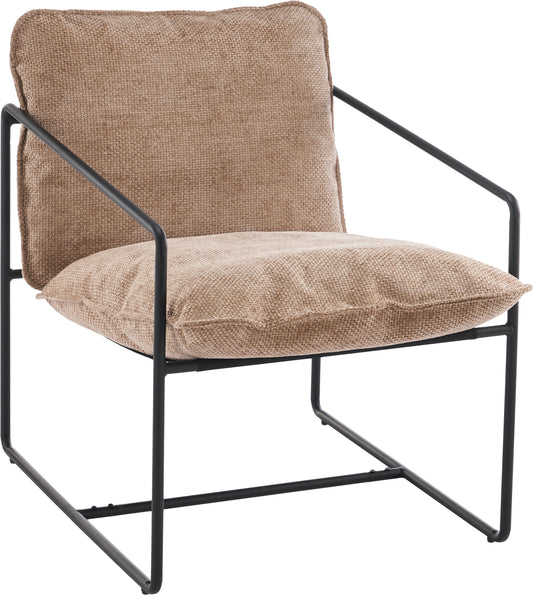 TIVOLI OCCASIONAL CHAIR - BLACK METAL/CHAMPAGNE FABRIC