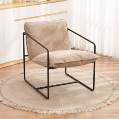 TIVOLI OCCASIONAL CHAIR - BLACK METAL/CHAMPAGNE FABRIC
