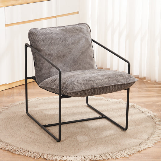 TIVOLI OCCASIONAL CHAIR - BLACK METAL/GREY FABRIC