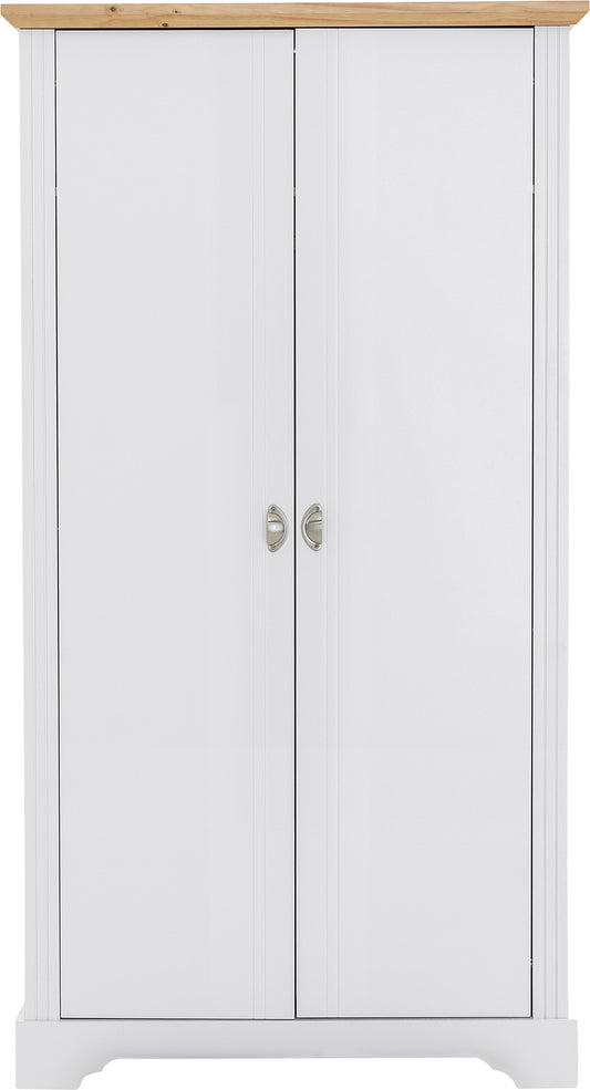 TOLEDO 2 DOOR WARDROBE - WHITE/OAK EFFECT