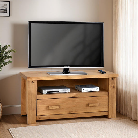 TORTILLA FLAT SCREEN TV UNIT - DISTRESSED WAXED PINE